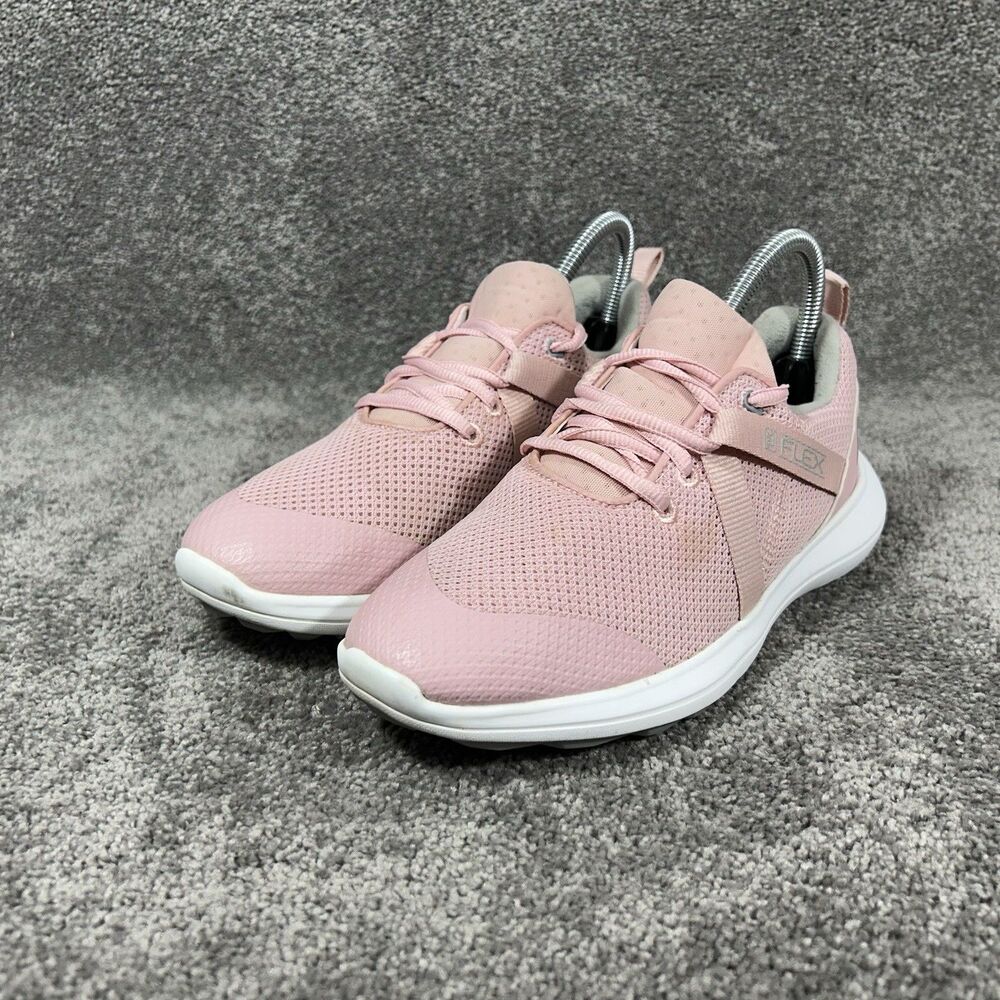 FootJoy Fj Flex 95730 Women's Size 7 M Pink White Spikeless Golf Shoes Used - Picture 5 of 13